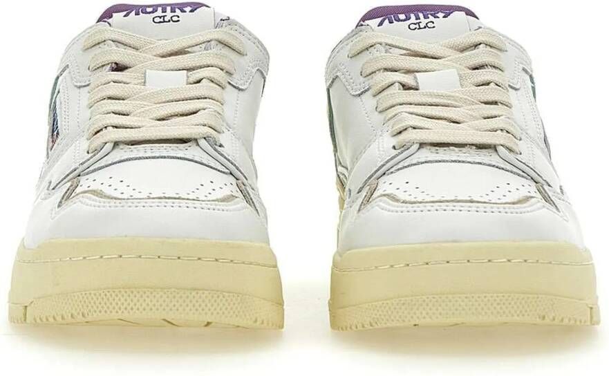 Autry Low-Top Sneakers White Leather Low-Top Sneakers With Aquamarine Acc in groen