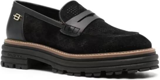 Baldinini Perforated Leather Loafers With Rubber Sole in zwart