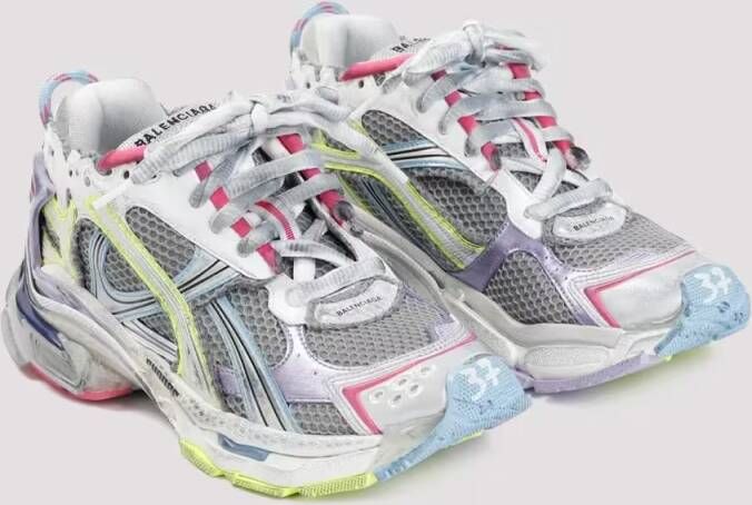 Balenciaga Low-Top Sneakers Multi-Layered Grey Mesh Sneakers With Vibrant Acce in meerkleurig