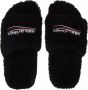 Balenciaga Sandalen Furry Slide Sandals in zwart - Thumbnail 1