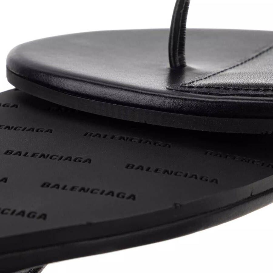 Balenciaga Sandalen Logo Flip Flop Slippers Plain Leather in zwart