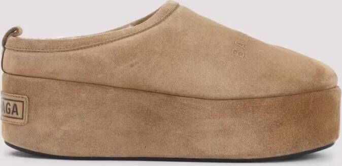 Balenciaga Slippers & Mules Plush Calf Leather Slippers in bruin