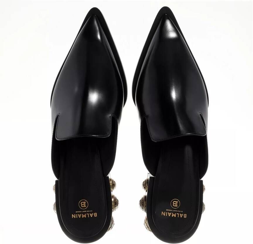 Balmain Slippers & Mules Mule Coin Glossy Leather in zwart