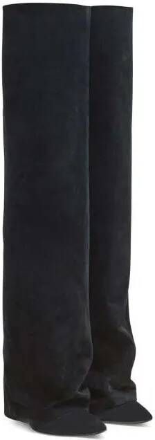 Balmain Boots Ariel Suede Knee-High Boots in zwart