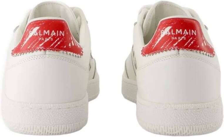 Balmain Low-Top Sneakers Swan Sneakers Leather Red White in wit
