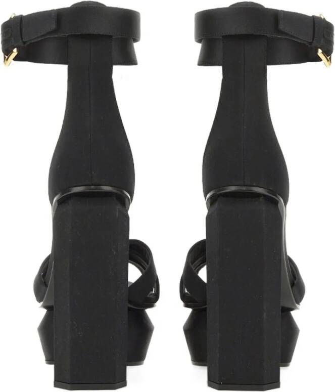 Balmain Sandalen Geometric Design Platform Sandal in zwart