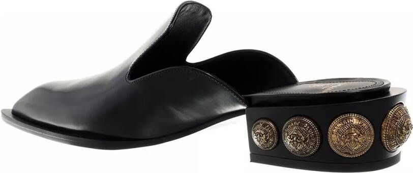 Balmain Slippers & Mules Mule Coin Glossy Leather in zwart