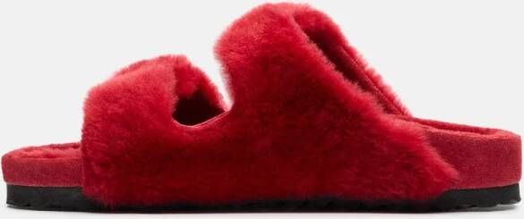 Birkenstock Sandalen Arizona Shearling Sandals in rood