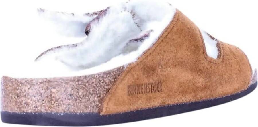 Birkenstock Sandalen Arizona Shearling-Lined Suede Sandals in bruin