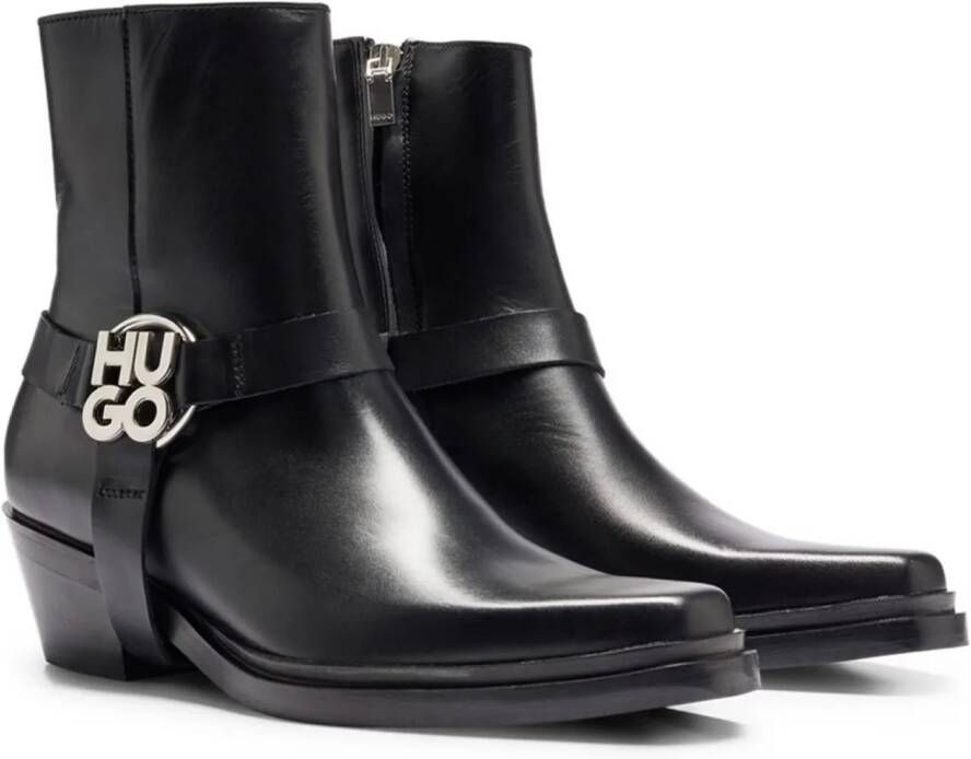 HUGO Boots Kody Stacked-Logo Ankle Boots in zwart