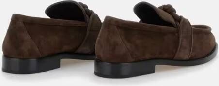 Bottega Veneta Brown Suede Moccasins With Knot Detail in bruin