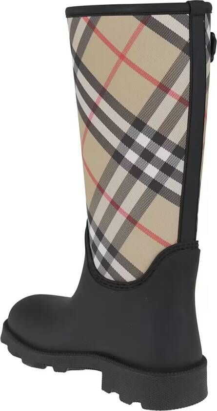 Burberry Boots Woven Check Rain Boots With Adjustable Buckle And in zwart