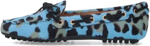 Car Shoe Leopard Print Moccasins – Blue in blauw