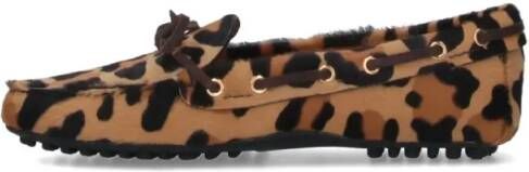 Car Shoe Pony Hair Loafers – Leopard Beige in bruin