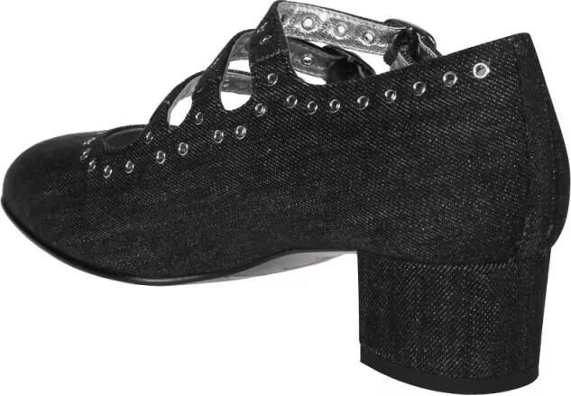 Carel Paris Hoge hakken Black Denim Heeled Mary Jane Shoes in zwart
