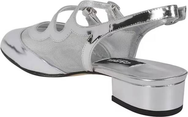 Carel Paris Hoge hakken Flate Double Strap Slingback in zilver