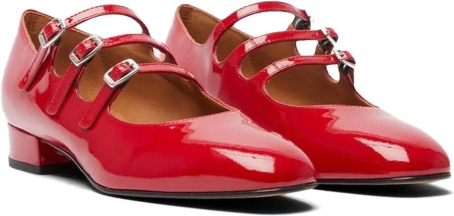 Carel Paris Hoge hakken Shiny Leather Slingback With Strap Closure in rood