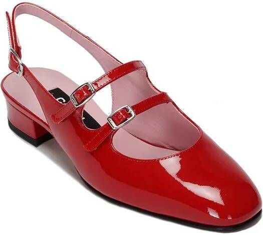 Carel Paris Hoge hakken Shiny Leather Slingback With Straps in rood