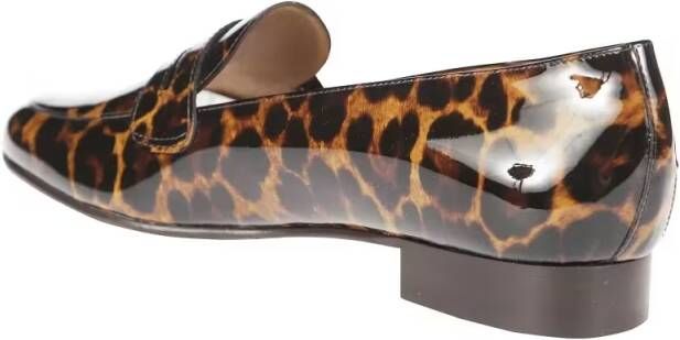 Carel Paris Leopard Print Penny Loafers With Glossy Finish in bruin