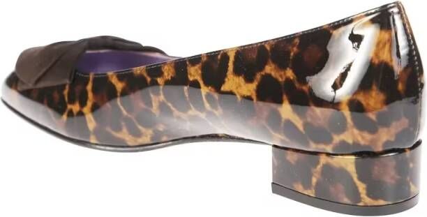 Carel Paris Leopard Print Suede Flats With Glossy Finish in bruin