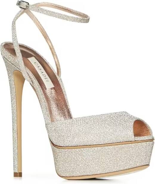 Casadei Sandalen Glitter-Finish High Heel Sandals in beige