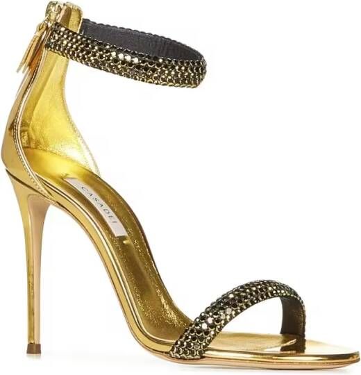 Casadei Sandalen Stiletto Heel Sandals With Crystal Bands in goud