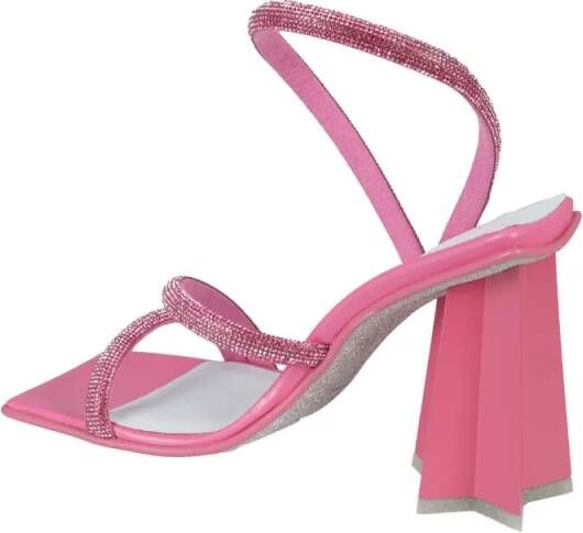 Chiara Ferragni Sandalen Pink Leather Glitter Sandals in roze