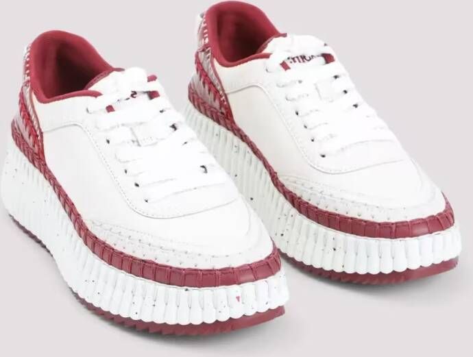 Chloé Low-Top Sneakers Red Leather Sneakers With Textured Sole And Elegan in rood