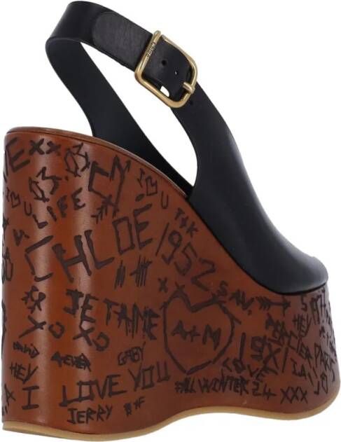 Chloé Sandalen Maxime' Platform Wedge Sandals – Black in zwart