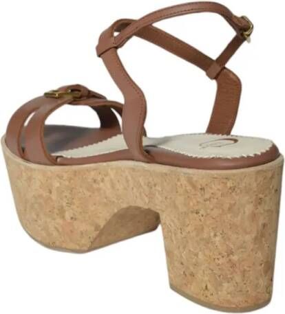 Clove Sandalen Anna Platform Clogs In Leather in bruin