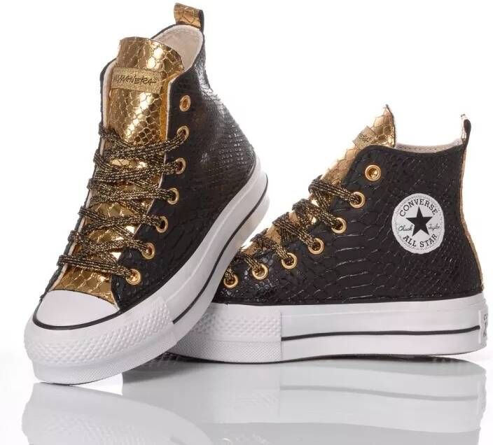 Converse Low-Top Sneakers Platform Black Gold in zwart
