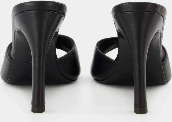 Coperni Sandalen Logo Mules Black Leather in zwart