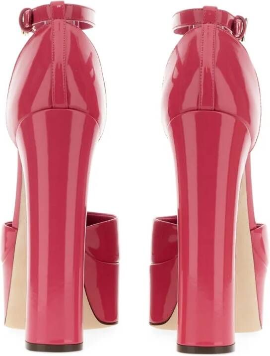 Dolce&Gabbana Hoge hakken Glossy Leather Platform Pumps in roze