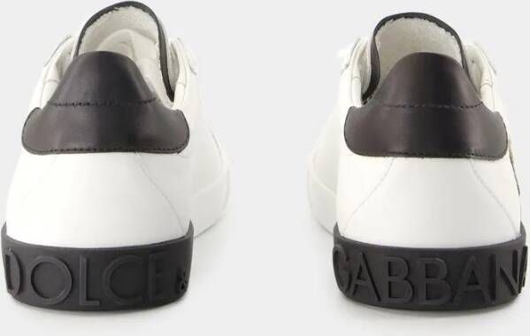 Dolce&Gabbana Low-Top Sneakers Calfskin Sneakers With Bold Logo Print in wit
