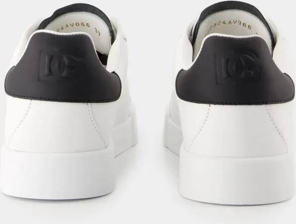 Dolce&Gabbana Low-Top Sneakers Calfskin Sneakers With Prominent Logo Detail in wit