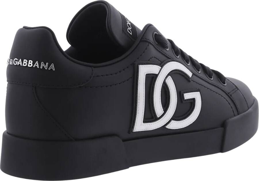 Dolce&Gabbana Low-Top Sneakers Dames Portofino Sneaker DGLogo Zwart in zwart