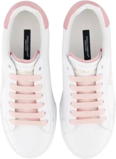 Dolce&Gabbana Low-Top Sneakers Dames Portofino Sneaker Wit Roze in wit