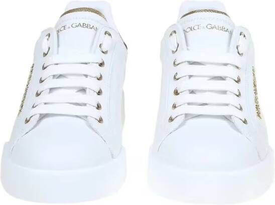 Dolce&Gabbana Low-Top Sneakers Portofino Sneakers In White Leather With Logo Pear in wit
