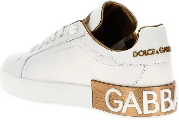 Dolce & Gabbana Portofino Sneakers Dolce Gabbana Gold Dust Leather Beige Dames - Foto 14