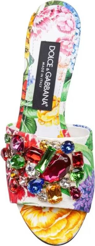Dolce&Gabbana Sandalen Beige Floral Brocade Mules in meerkleurig