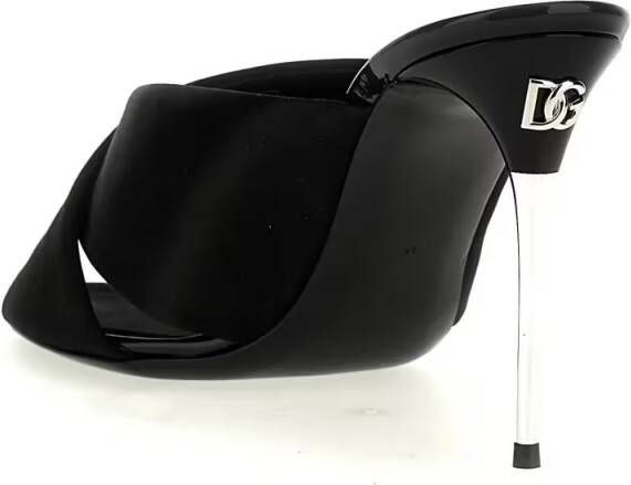 Dolce&Gabbana Sandalen Black Satin Sandals With Crossed Bands in zwart
