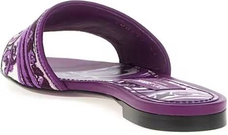 Dolce&Gabbana Sandalen 'Maiolica' Embroidery Slides in paars