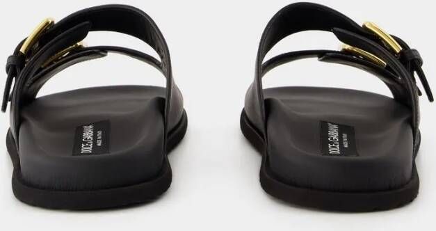 Dolce&Gabbana Sandalen Open-Toe Black Calfskin Sandals With Prominent Buc in zwart