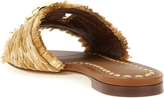 Dolce&Gabbana Sandalen Raffia Braid Slides in bruin