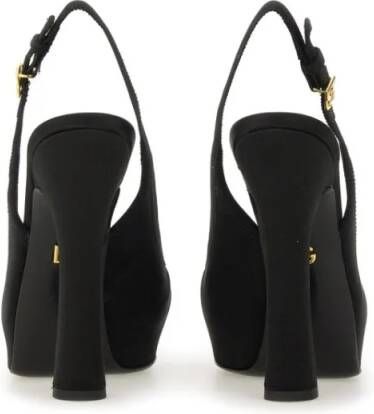 Dolce&Gabbana Sandalen Satin Slingback Heels With Bow Detail in zwart
