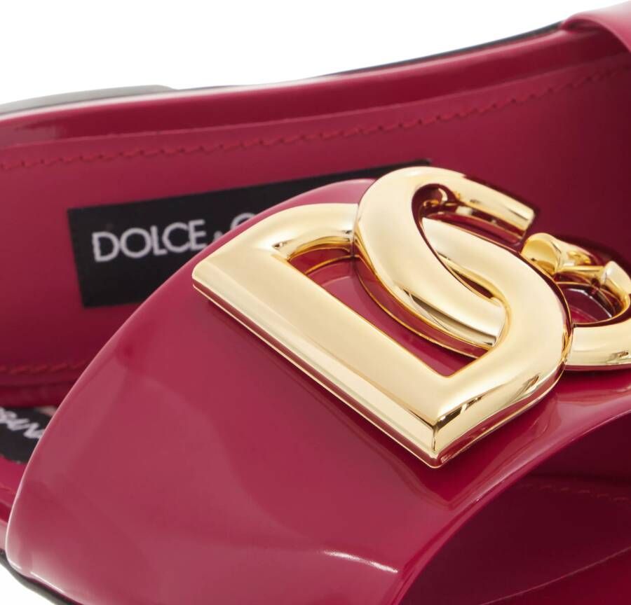 Dolce&Gabbana Sandalen Shiny Calfskin Mules With DG Logo in roze