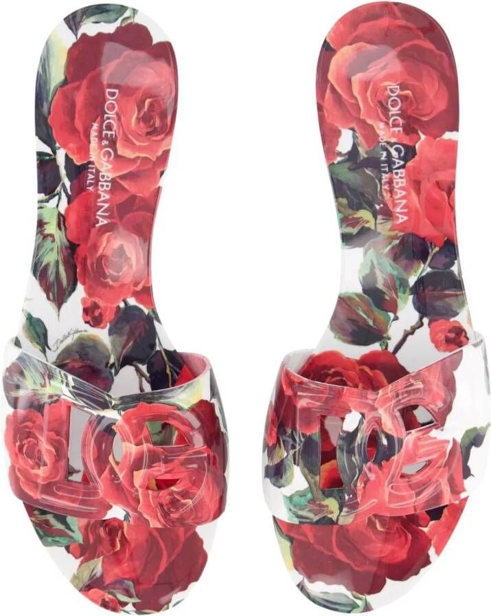 Dolce&Gabbana Slippers & Mules Dames Florallogo Rubber Slipper Roze in poeder roze