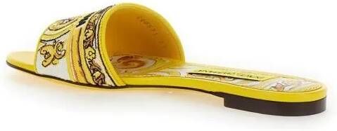 Dolce&Gabbana Sandalen Flat Tris Maiolica Mules in wit