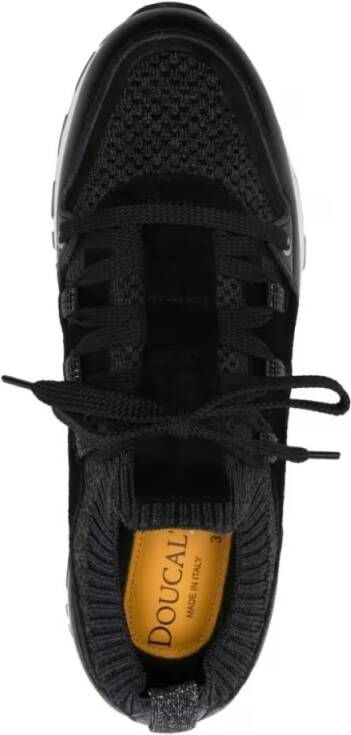 Doucal's Low-Top Sneakers Textured Black Trainers With Durable Rubber Sole in zwart