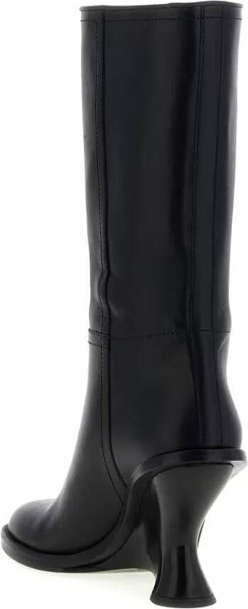 Dries Van Noten Boots Curved Wedge Heel Boots in zwart